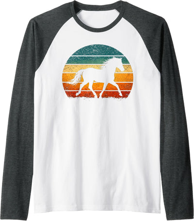 Horse Lovers horse riders Retro Vintage Horse Raglan Baseball Tee