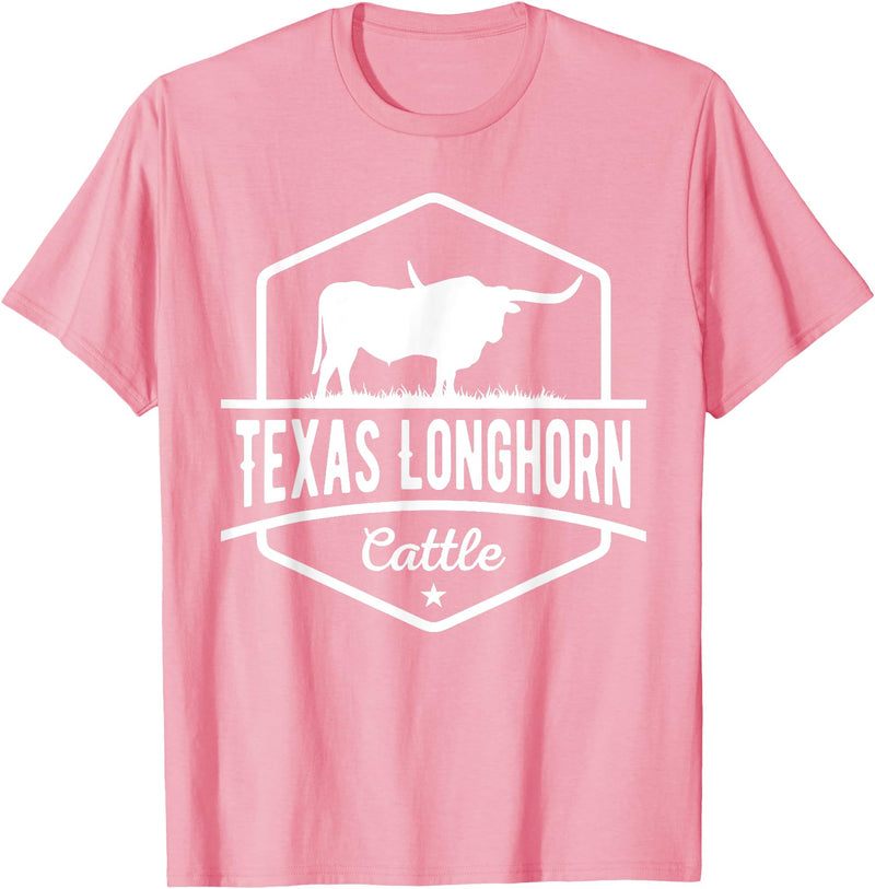 Farm and Longhorn Gift for Men and Cattle Clothing Texas Longhorn Cattle - Longhorn Cow For Cattle Farmer T-Shirt - Pink