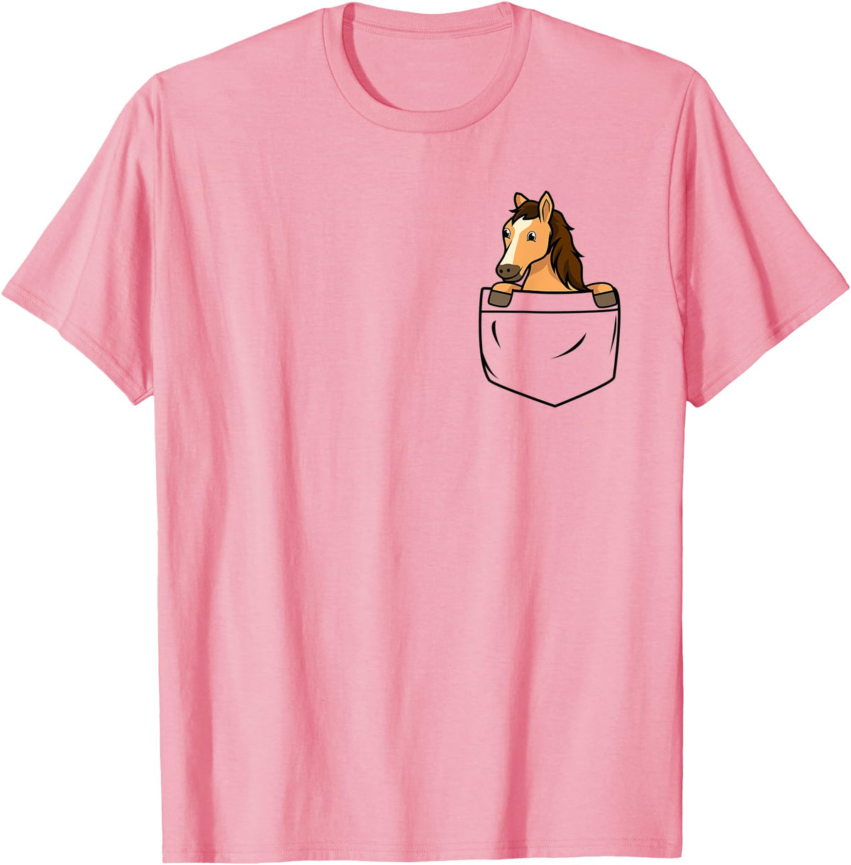 Funny Horse Gifts Horse In The Pocket Funny Pocket Horse Cartoon Design Animal T-Shirt - Pink