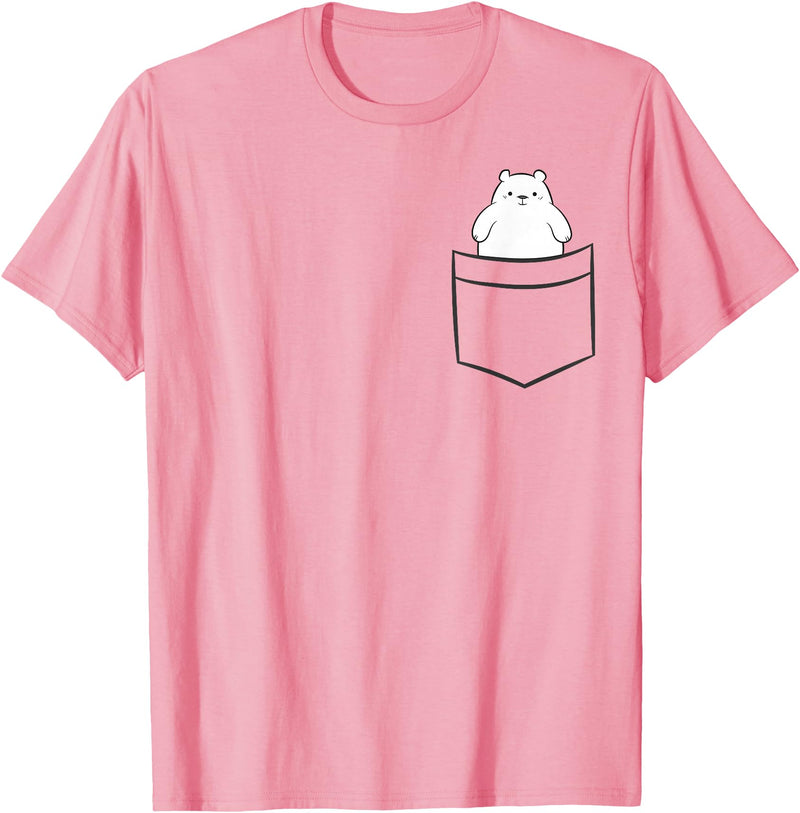 Arctic Polar Bear Gifts And Tees Polar Bear In a Pocket Cute Pocket Polar Bear T-Shirt - Pink