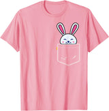 Bunny in Pocket Rabbit Lover Gifts for Women Men Kids T-Shirt in Pink