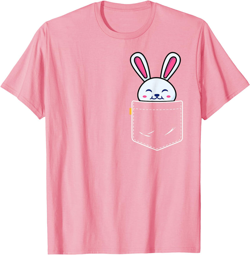 Bunny in Pocket Rabbit Lover Gifts for Women Men Kids T-Shirt in Pink