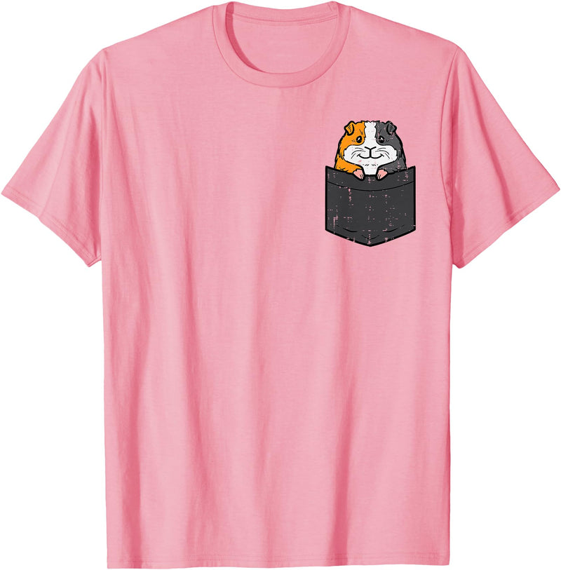 Guinea Pig Shirts For Men Women Kids Gift Guinea Pig Pocket Funny Cavy Rodent Animal Men Women Kids T-Shirt - Pink