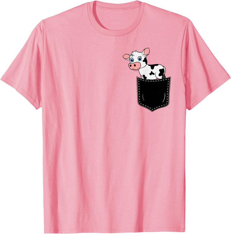 In My Your Pocket Food, Animales, Birds, Fish Pocket Animal Cute Cow Funny Cow Lover Adorable Pocket Cow T-Shirt - Pink