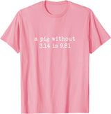 Pig Pi Gravity Math and Physics A Pig Without 3.14 Is 9.81 Math Physics T-Shirt - Pink