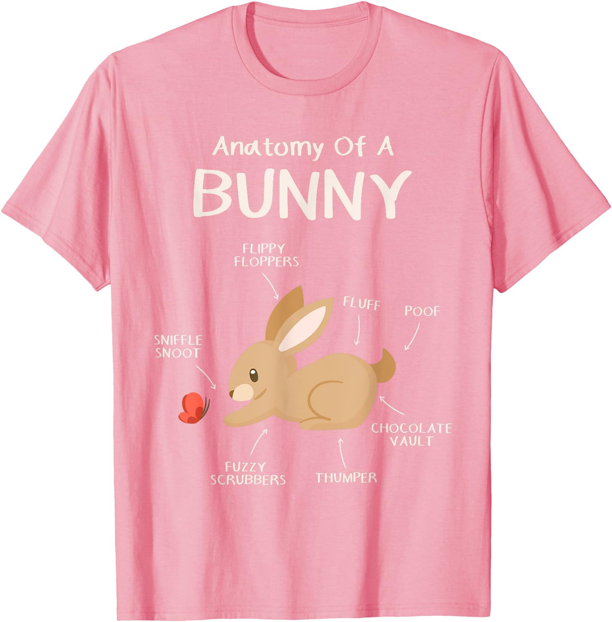 Rabbit Clothes Easter Outfit Hare Lover Gift Anatomy Bunny T-Shirt in Pink