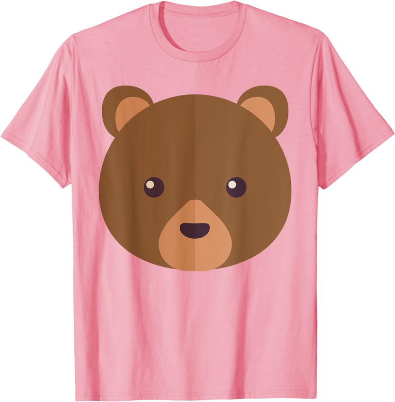 Fun And Cute Animal T-Shirts Bear Face Costume Shirt Funny And Cute Animal Tee T-Shirt - Pink