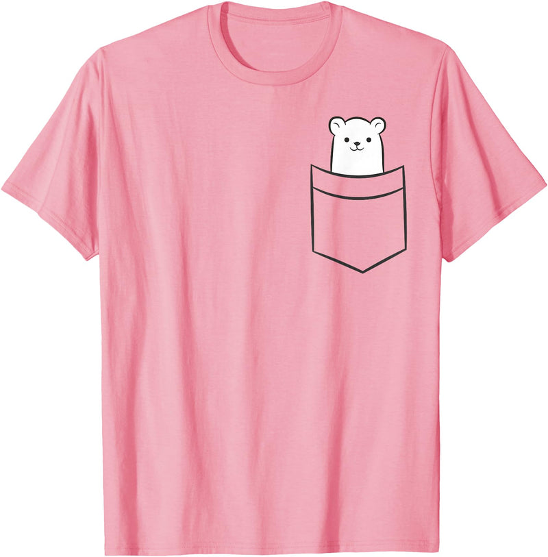 Arctic Polar Bear Tees And Gifts Polar Bear In The Pocket Funny Pocket Polar Bear T-Shirt - Pink