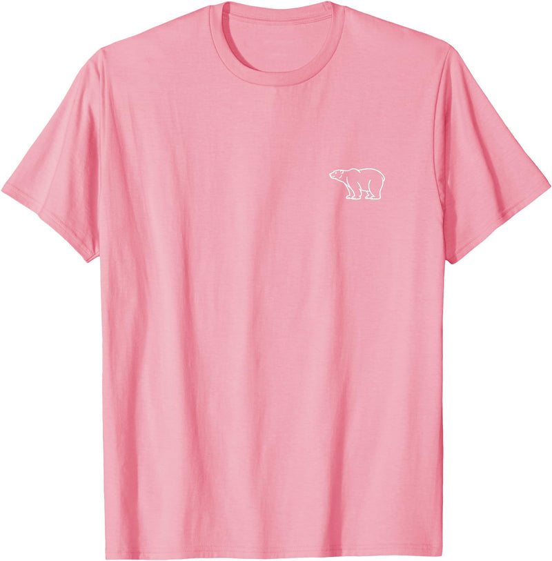 The Polar Bear Apparel Co Polar Bear Minimalist Badge Patch Line Art T-Shirt - Pink