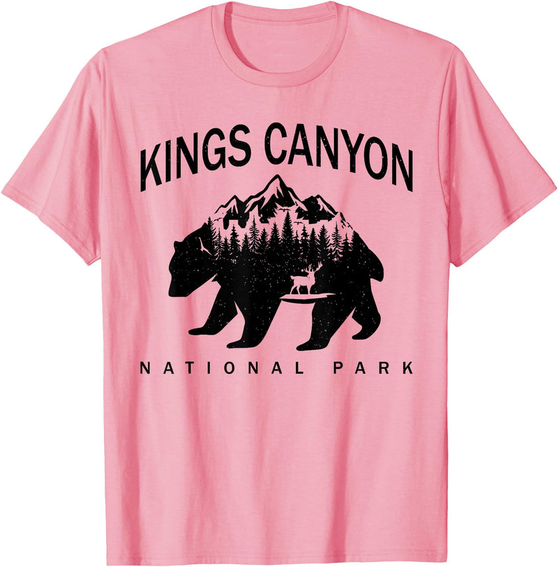 Retro Kings Canyon National Park Tees Vintage Kings Canyon National Park Bear Souvenir T-Shirt - Pink