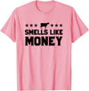 Calf to Cow Farming Apparel Smells Like Money Retro 90s Dairy Farm Gift Shirt T-Shirt - Pink