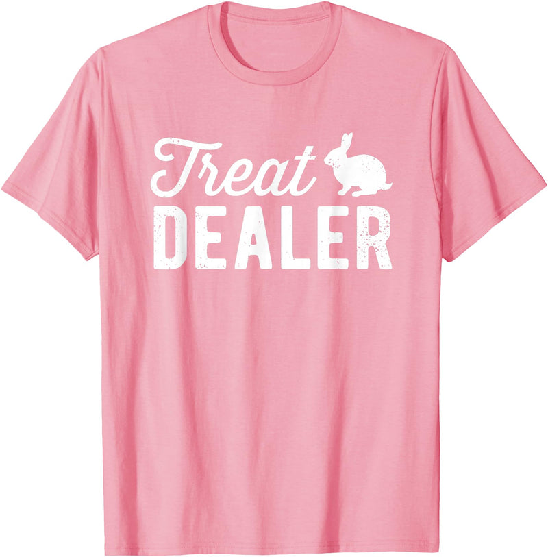 Rabbit Treat Dealer Funny Humor Bunny Treats Rabbit Owner T-Shirt in Pink