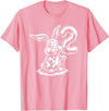 Cute Rabbit with Balloon 2nd Birthday Bunny Design for Kids T-Shirt in Pink