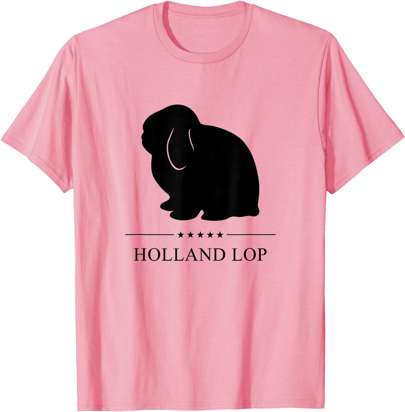 Holland Lop Rabbit Black Silhouette T-Shirt in Pink
