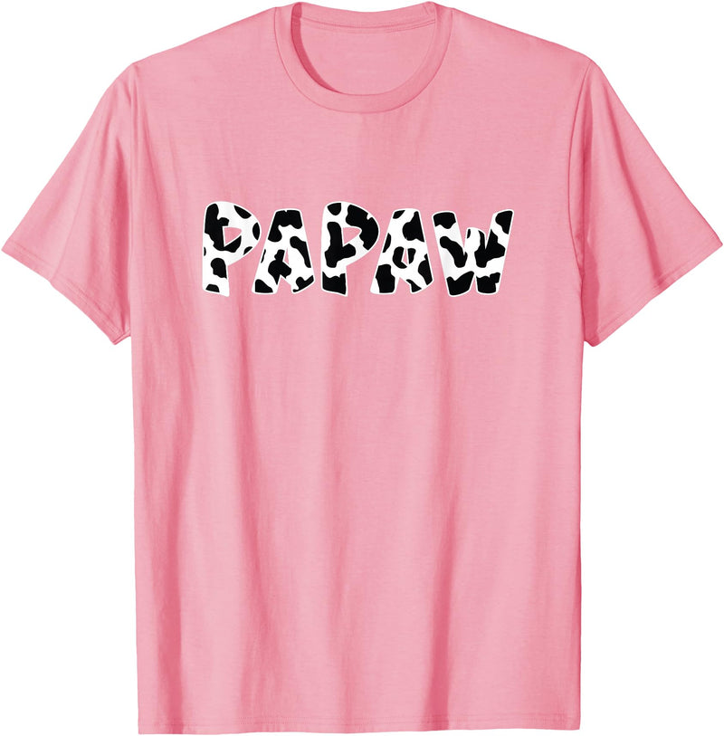 funny saying Gifts for Family Members and more Papaw Cow Print Cow Pattern T-Shirt - Pink