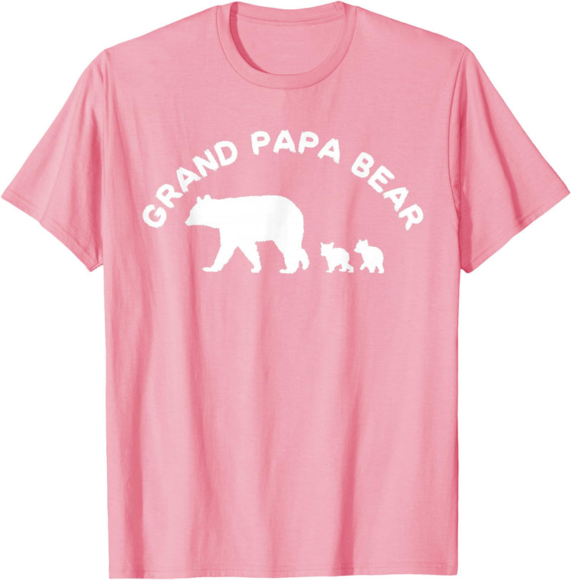 All in the Bear Family Grand Papa Bear Grandpa With 2 Two Cubs Gift T-Shirt - Pink
