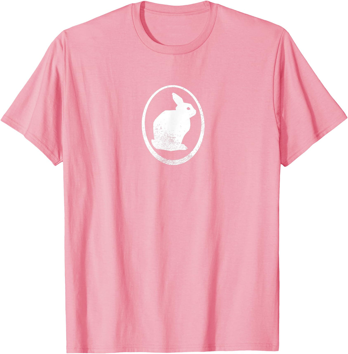 White Silhouette of a Bunny, Stylized for Rabbit Lovers T-Shirt in Pink