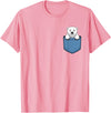 Funny Polar Bear in Pocket for Polar Bear Lover Cute Pocket Polar Bear Lovers T-Shirt - Pink