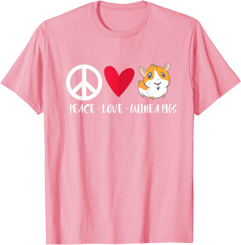 Pet Guinea Pig Owner Apparel Co. Peace Love Guinea Pigs Cute Furry Potato Pet Guinea Pig T-Shirt - Pink