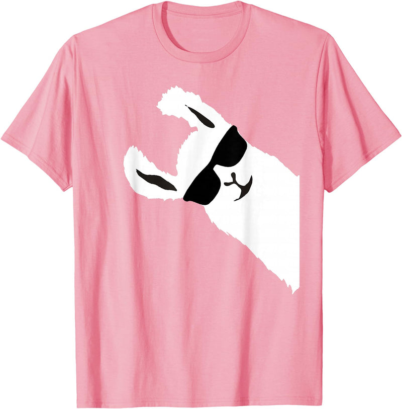 Llama Alpaca gifts for women men girls and boys Funny Llama Alpaca with Sunglasses T-Shirt Small - Pink