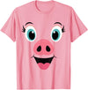 Cute Pig Face Pink Animal Halloween Costume Funny Pig Face Pink Swine Halloween Costume T-Shirt - As Pictured