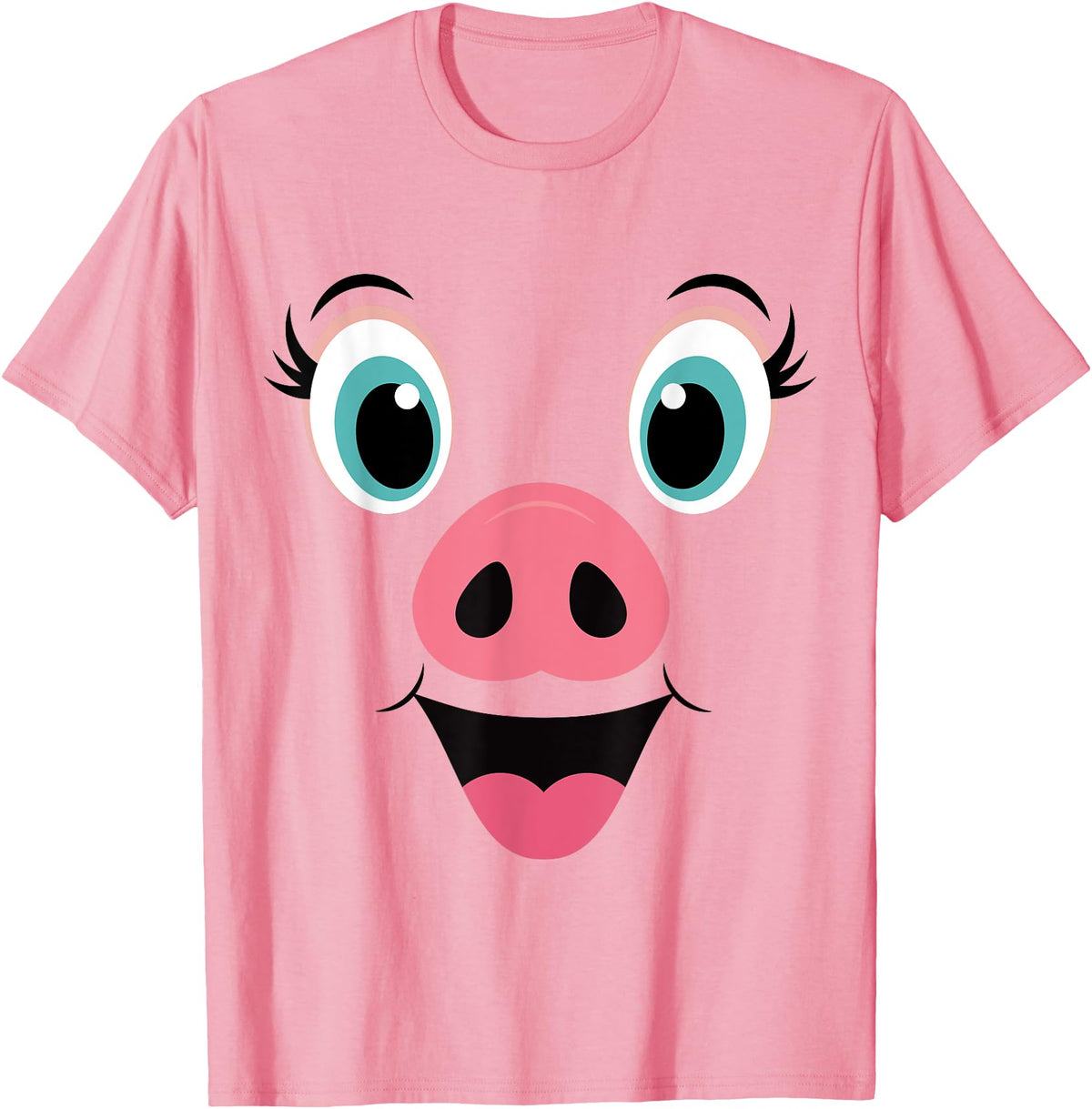Cute Pig Face Pink Animal Halloween Costume Funny Pig Face Pink Swine Halloween Costume T-Shirt - As Pictured