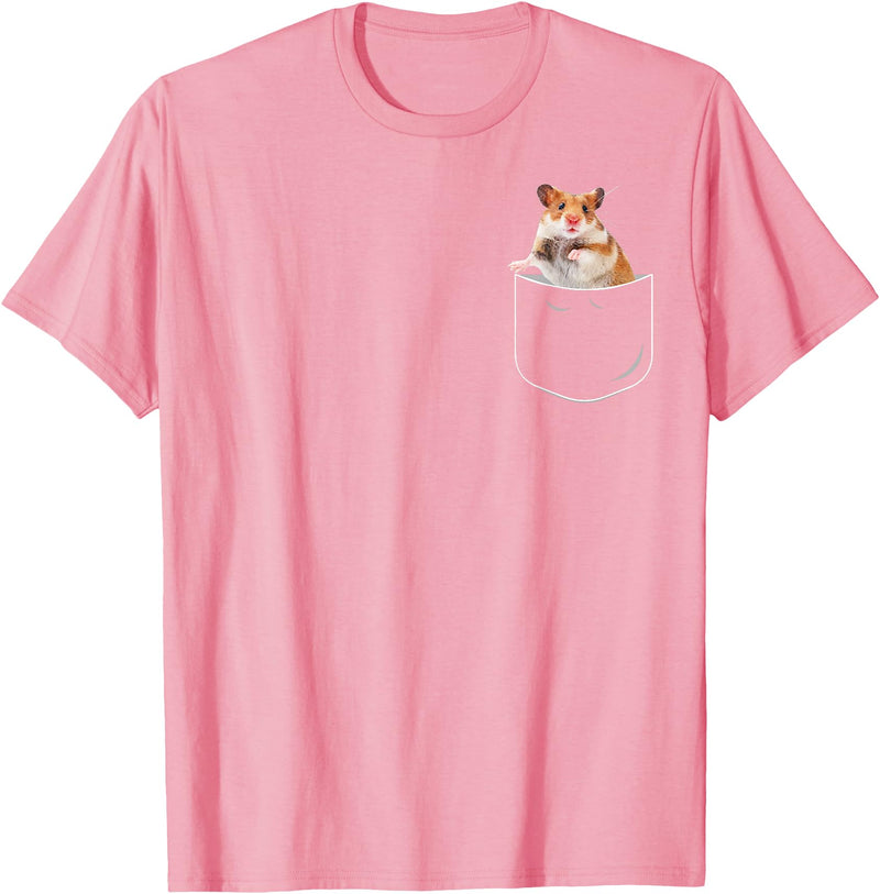 Pocket Hamster Shirt, Funny Hamster in Pocket Gift Tshirt T-Shirt - Pink