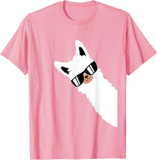 Funny Alpaca Apparel Lama Llama Alpaca with Sunglasses Lama Lover - Cool Lama T-Shirt - Pink