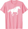 Horse and Cat Riding Running Horse with Cat Silhouette Graphic Horse Cat Lovers T-Shirt - Pink