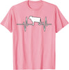 Animal Funny Farmer Farmers Gift Cow Cattle Beef Heartbeat Funny T-Shirt - Pink