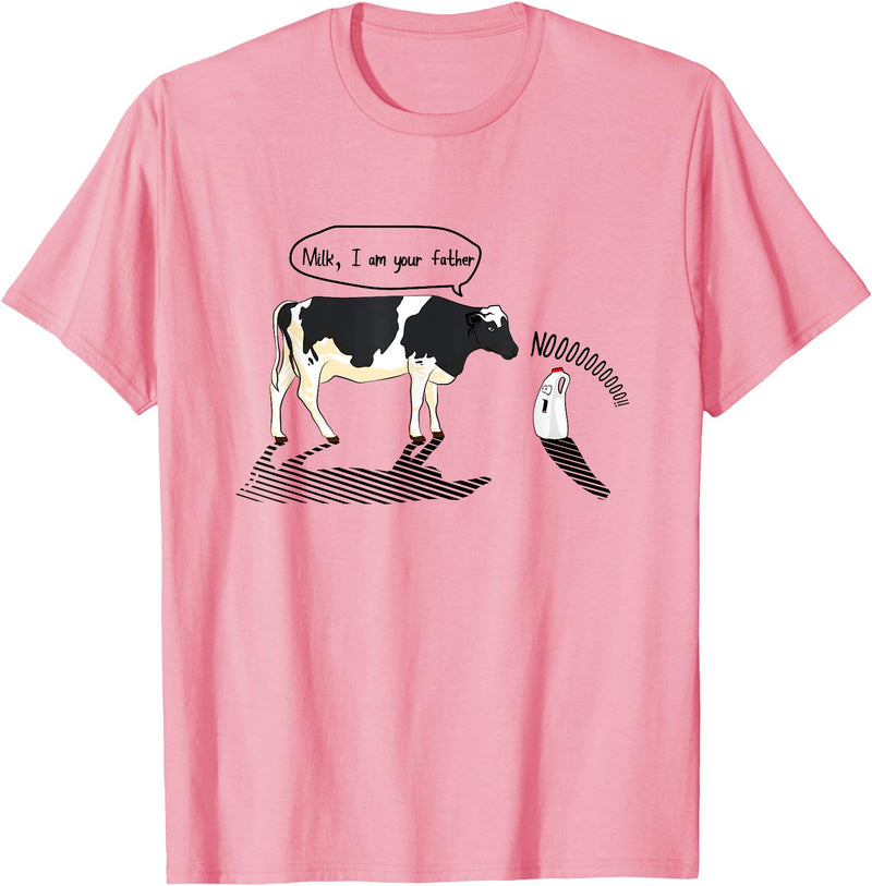 InGENIUS Novelty Cow & Millk Cow and Milk I Am Your Father Funny Parody Cartoon T-Shirt - Pink