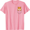 Funny Hamster Peeking in Pocket Animal Lover Men Women Kids T-Shirt - Pink