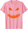 Halloween Designs. Pumpkin Jack O Lantern Scary Face Halloween Costume Graphic T-Shirt - Pink