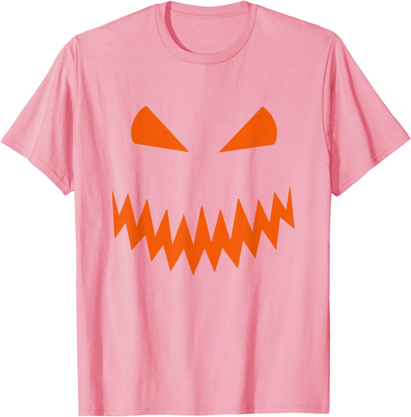 Halloween Designs. Pumpkin Jack O Lantern Scary Face Halloween Costume Graphic T-Shirt - Pink