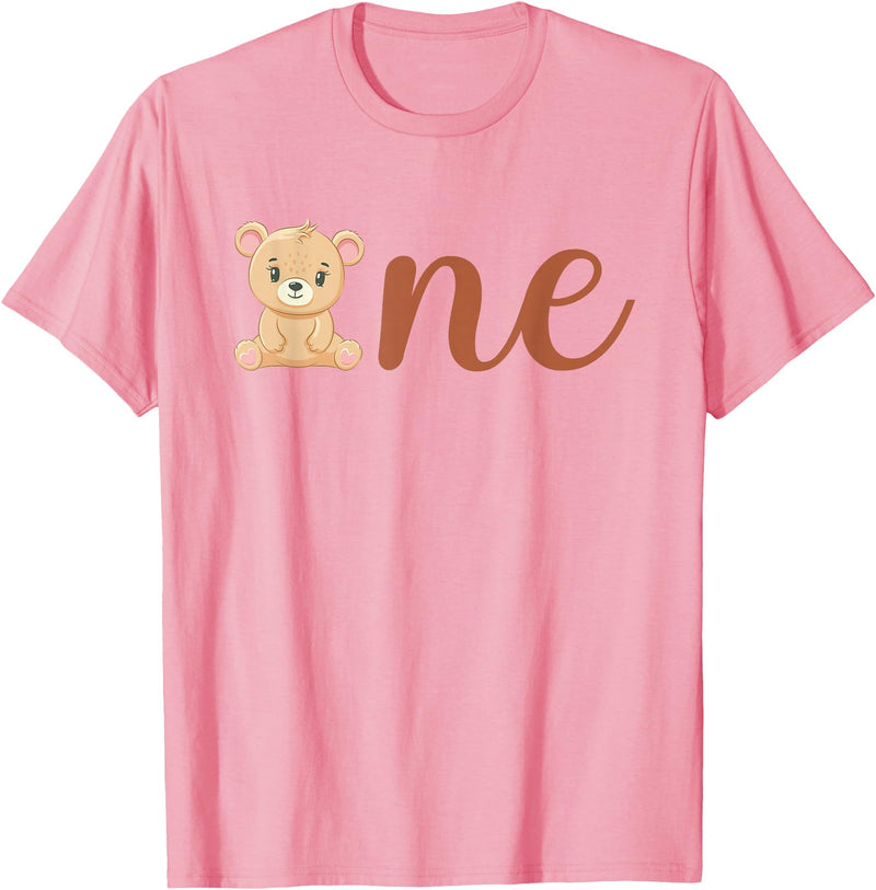 Family Birthday Bear Gifts One of The Birthday Boy Bear 1st Birthday Party Boy T-Shirt - Pink