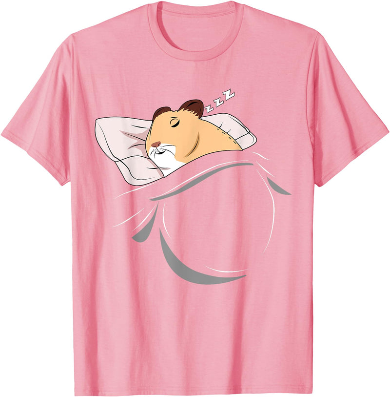 Hamster Sleeping Hammy Pajamas Nap PJs Outfit Gift Hamster T-Shirt - Pink