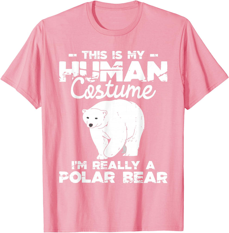Funny Polar Bear Shirts Human Costume - Polar Bear Lover Zookeeper Wildlife T-Shirt - Pink