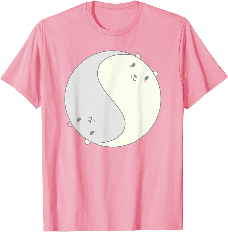 Cool Chibi Anime Ying Yang Zen Polar Bears Tee Cool Anime Polar Bears Chibi Kawai Manga Ying Yang Zen Tee T-Shirt - Pink