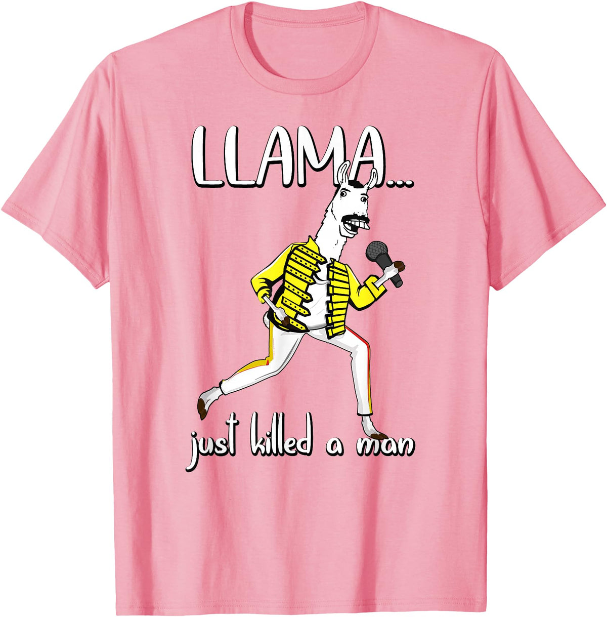 Llama Shirts For The Whole Family Co. Llama Just Killed A Man, Funny Singing llama Parody Gift T-Shirt - Pink
