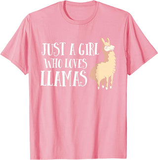 Funny Llama And Alpaca Gifts Funny Llama Girl Just A Girl Who Loves Llamas T-Shirt - Pink