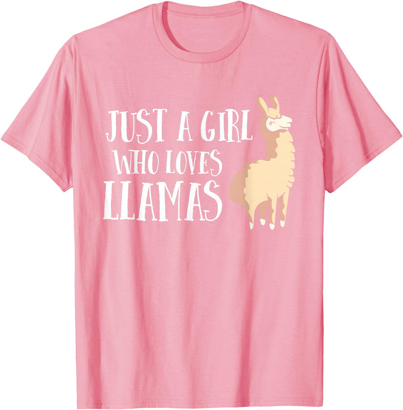 Funny Llama And Alpaca Gifts Funny Llama Girl Just A Girl Who Loves Llamas T-Shirt - Pink