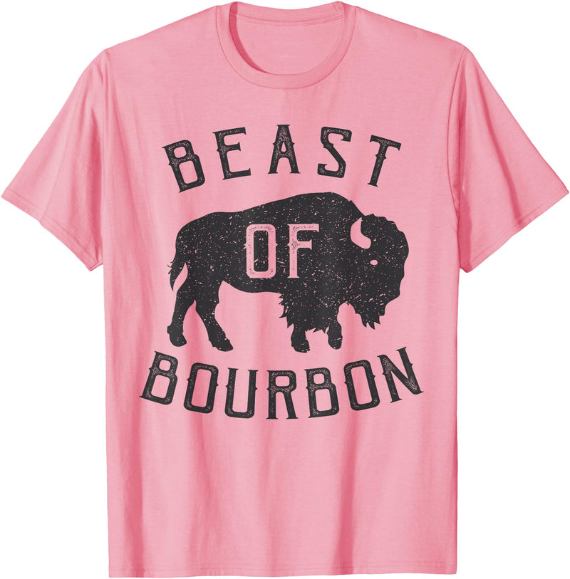 Drinking Fun designs - Big Ray Designs Beast of Bourbon Drinking Whiskey Design Bison Buffalo Party T-Shirt - Pink
