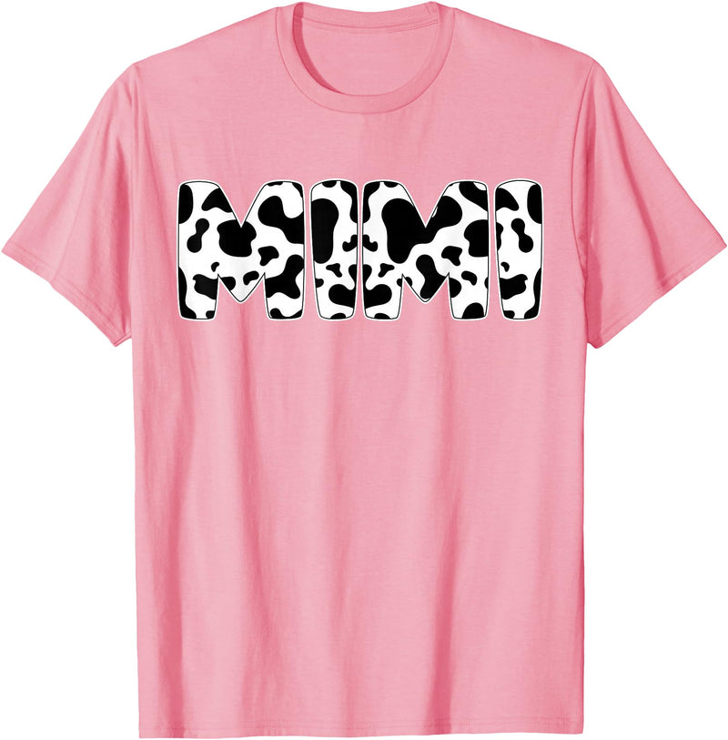 Family Matching Gifts Cow Mimi Cow Print Cow Pattern Mother's Day T-Shirt - Pink