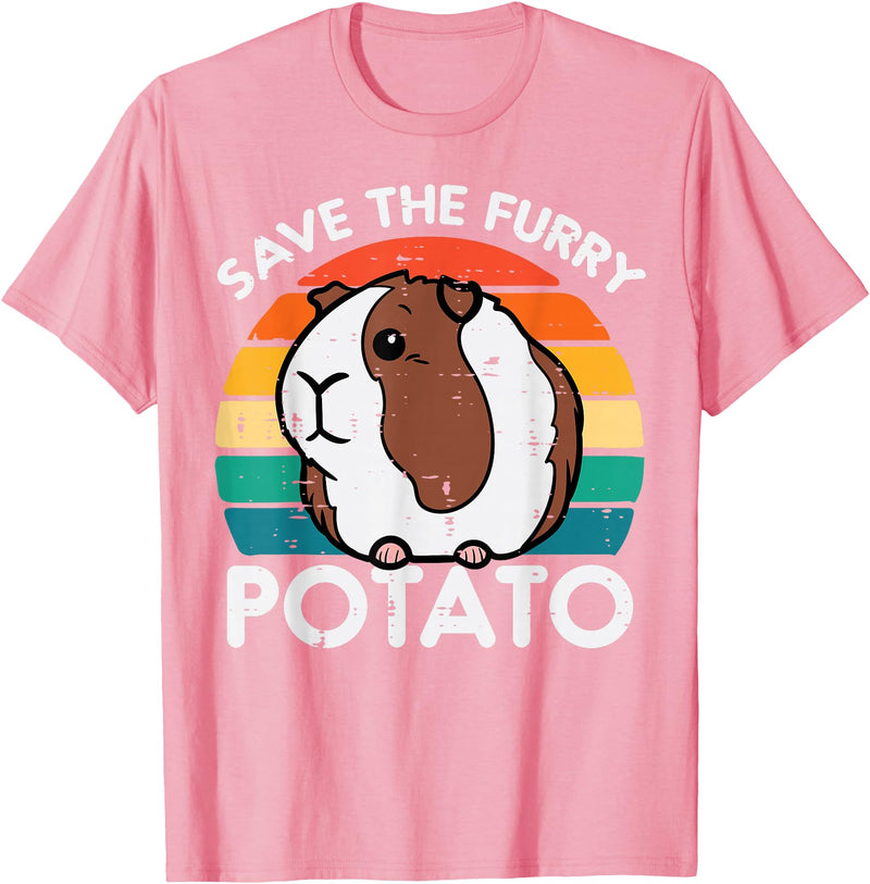 Guinea Pig Shirts For Men Women Kids Gift Guinea Pig Save Furry Potato Cavy Pet Owner Women Kids Men T-Shirt - Pink
