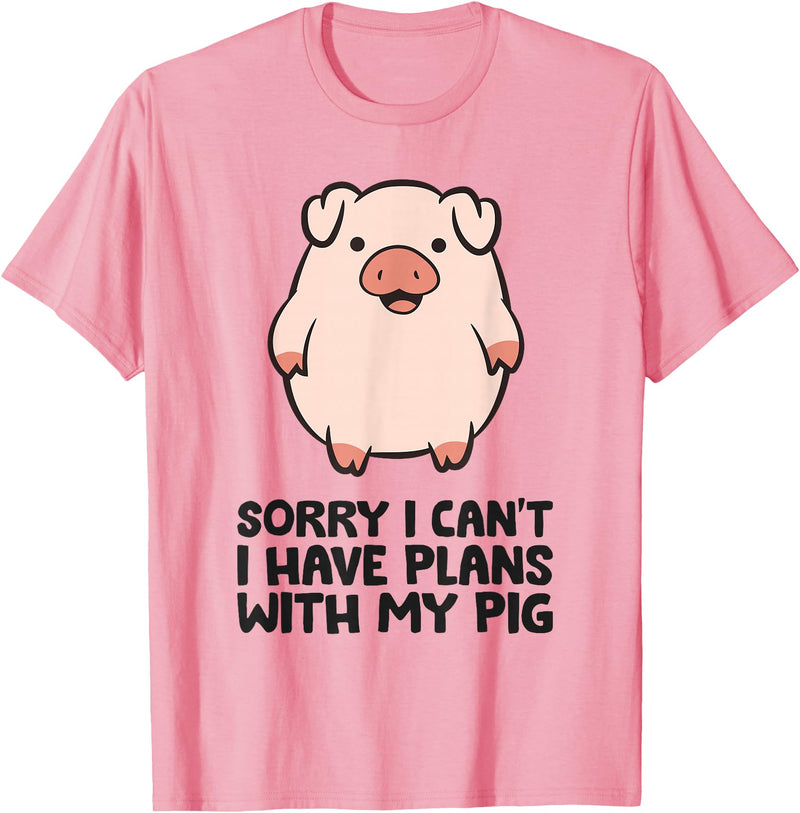 Pig Lover and Pig Farmer Gifts And Tees Pig Farmer Sorry I Can't I Have Plans With My Pig T-Shirt - Pink