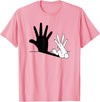 Hand Shadow Funny Chinese Shadow Rabbit T-Shirt in Pink
