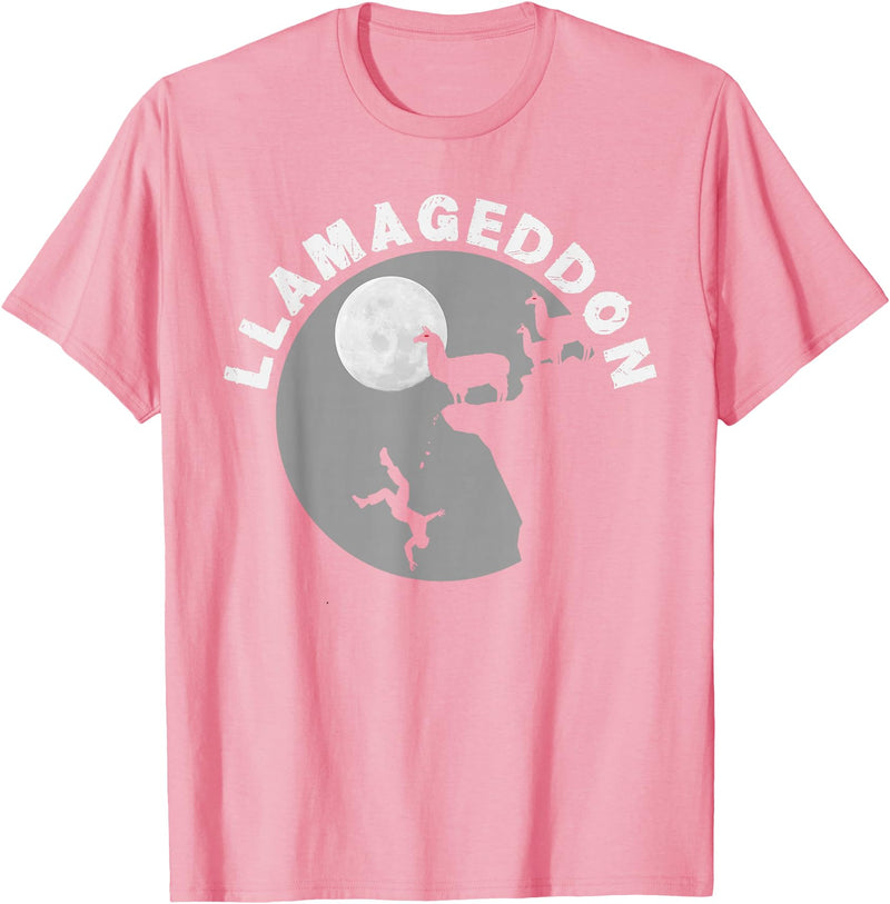 Funny Llama Tshirts for Farm Pet Animal Fans Funny Llamageddon T-Shirt for Llama Barnyard Lovers T-Shirt - Pink