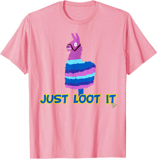 gamer shirts by jean olivier Funny llama outfit gamer outfit just loot it T-Shirt - Pink