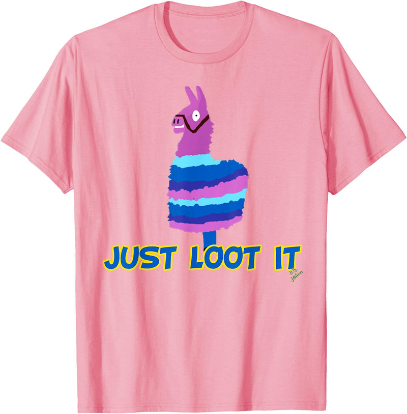 gamer shirts by jean olivier Funny llama outfit gamer outfit just loot it T-Shirt - Pink