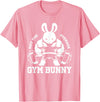 Easter Day Gym Bunny Rabbit Weightlifting Deadlift Fitness T-Shirt in Pink